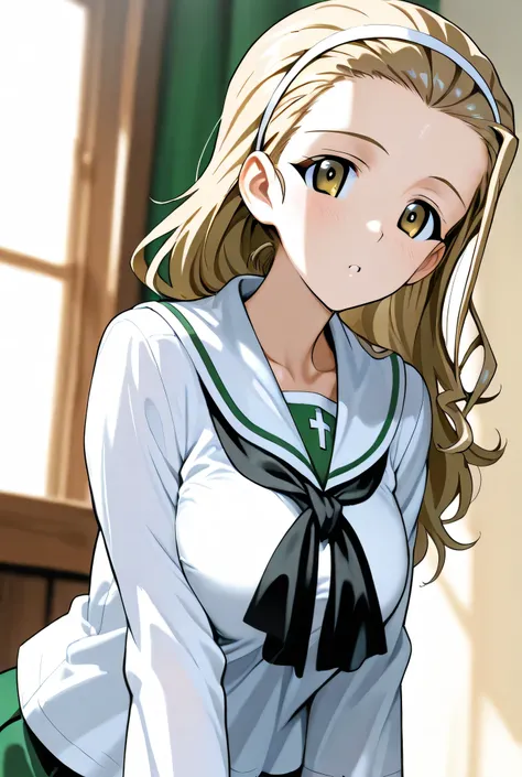 sasaki akebi \(girls und panzer\),ooarai school uniform,1girl,solo,