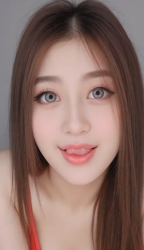 ((Best Quality, 8K, Masterpiece: 1.3)), hot korean e-girl streamer makeup, tank top that emphasize perfect big cleavage, cleavage line is slightly exposed, wide round-shaped cleavage line going down perfectly as being squeezed, amazing breast enhancement, ...