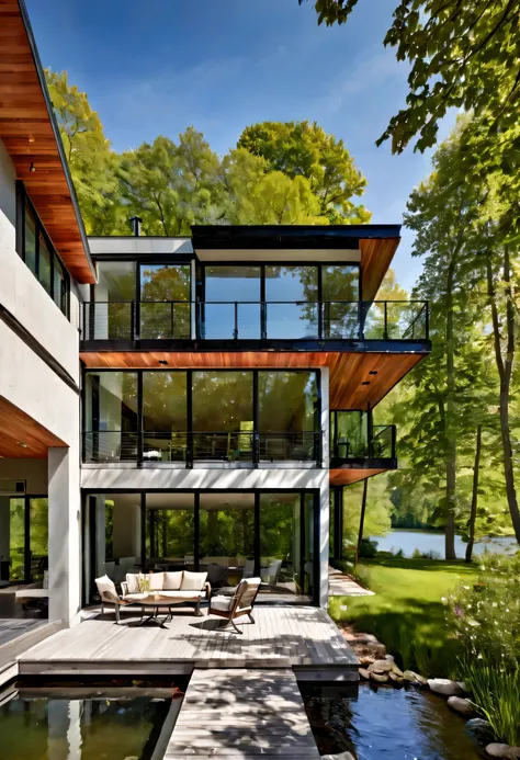 Imagine a contemporary home, where steel, wood and light gray concrete harmonize perfectly. The robust and elegant structure is complemented by brise-brise style windows, allowing natural light to dance through the space while maintaining privacy. From the...