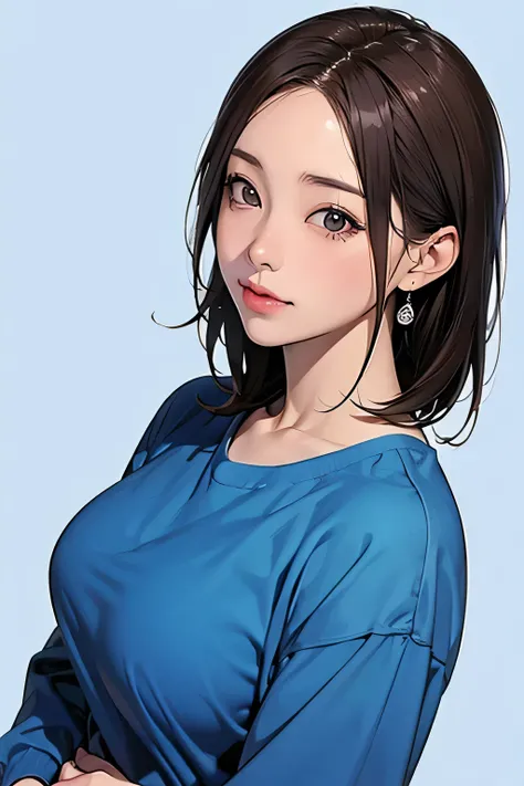 best image quality、 Kiri Reina female、Blue clothes、 background simple