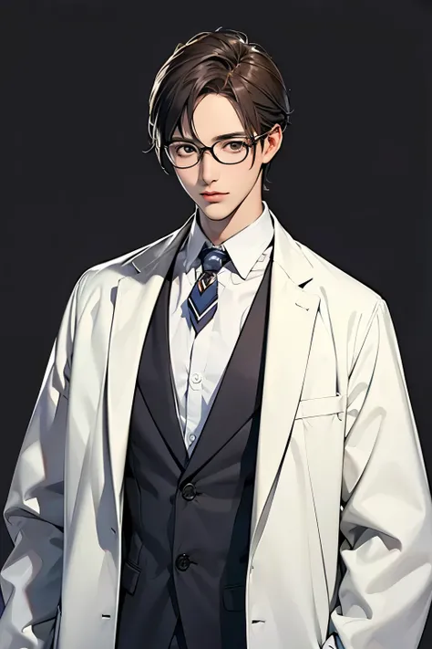 white coat、 male、logic、 scientists、handsome、Intellectual、Glasses　best image quality