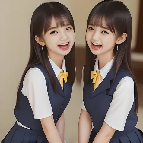 (highest quality, masterpiece, high resolution:1.2), 4K, (Photo quality detailed foreground: 1.2), geometry, ((Two 14yo too beautiful noble girls are singing (with lewd single white microphone) together), Cute noble beautiful slender girl girly very-long-h...