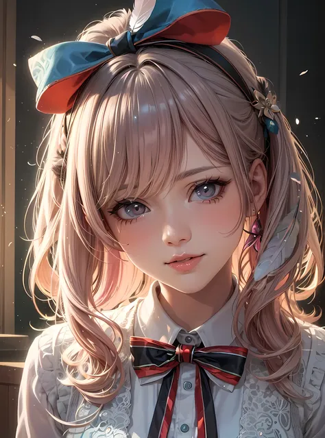 anime girl with pink hair and a bow tie, kawaii realistic portrait, portrait anime girl, stunning anime face portrait, cute anime girl portrait, realistic anime 3 d style, portrait of cute anime girl, detailed portrait of anime girl, anime realism style, r...