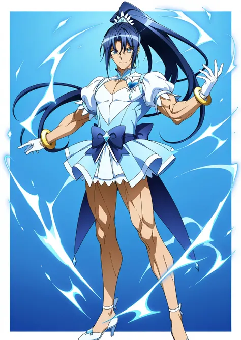 score 9 、score 8 up、score 7 up、source anime、masterpiece、Top Quality、High Resolution、anime coloring、1boy 、cure diamond、(male:1.5)、Close up of a blue-haired boy cartoon character、high long ponytail hair、dia shape hair ornament、Alone、portrait of Magic Boy、 Bo...