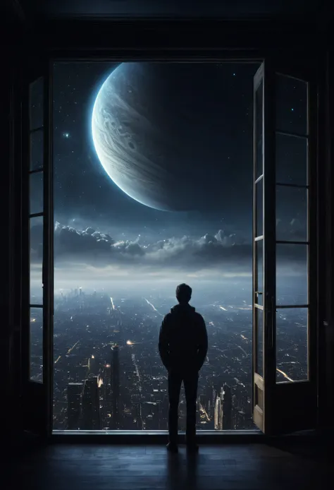 A vast night-time cityscape stretches endlessly, filled with towering buildings. The protagonist stands in their top-floor room, looking out at the world below. The door is slightly ajar, and the silence feels unsettling. Then—a shift. A sudden, unnatural ...