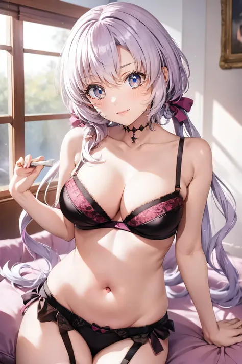 Very noble、She's erotic and cute 、beautiful twin tails in purple、Wear revealing clothing、 garter belt、garter strap、 wears erotic and glamorous lace 。wear erotic pink open lingerie   。。。。。、   Vibrant Color Styles   、  I'll dazzle you with the best images in...