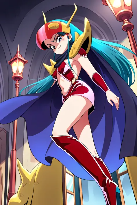 masterpiece, Best Quality, wopen leg, ABSARD DRESS, 1 girl, Alone,,,Stand in front,low angle,beautiful body,beautiful hands, beautiful legs,from below,looking at viewer,
Kuki_king, Onyomiko ,  Lantern, long hair, Blue Eyes, chest, 
head mounted display, ha...