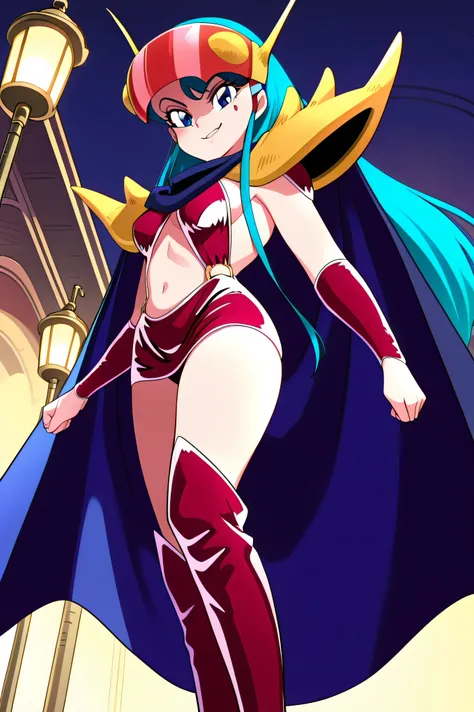 masterpiece, Best Quality, wopen leg, ABSARD DRESS, 1 girl, Alone,,,Stand in front,low angle,beautiful body,beautiful hands, beautiful legs,from below,looking at viewer,
Kuki_king, Onyomiko ,  Lantern, long hair, Blue Eyes, chest, 
head mounted display, ha...