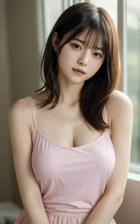 masterpiece, Top Quality, 8k, 18 years old, cute, alone, cute, ,  Delicate Girl, pure beauty,  RAW photo, professional photo shoot,  portraits,  Soft Light 、 professional lighting, upper body,  refined , film grain, ( Eye and Face Details :1.0), Short floa...