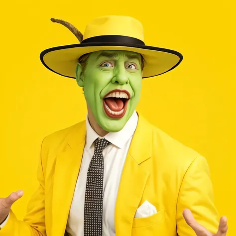 crooked man in a yellow suit and hat with a green face, Donald Trump as Shrek, fantasias de halloween de abacate, two sides, Ben Shapiro as the Joker, photo from the album, 🐿🍸🍋, Promotional photo, Jayson Tatum As heroic guerrilla,  Instagram photo, The Rid...