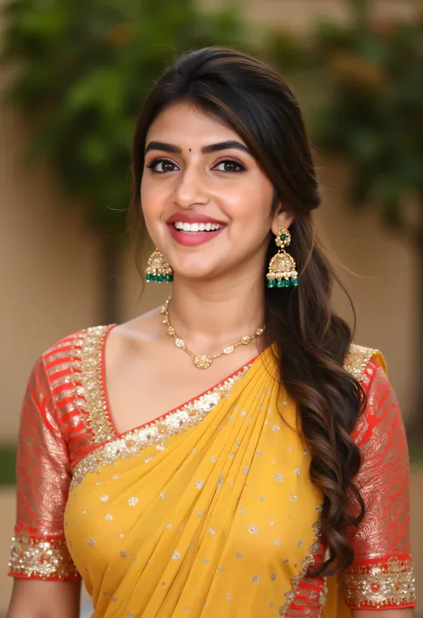 portrait,(NSFW 0.75) boy,woman, ((princess pose)) ,very very big breast, soft nylon sexy saree , orange , pink ,teal,red, yellow colour ,flower design modern light wedding saree,  colorful, flower armor,  good anatomy,  best quality,  (((masterpiece))),  h...