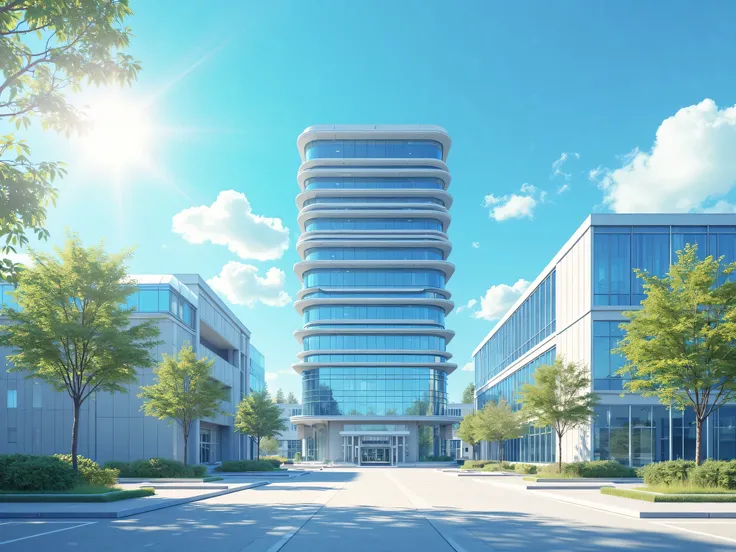  Sunny、Modern Industrial Park、Multi-storey office building、Positive effects、No greenery