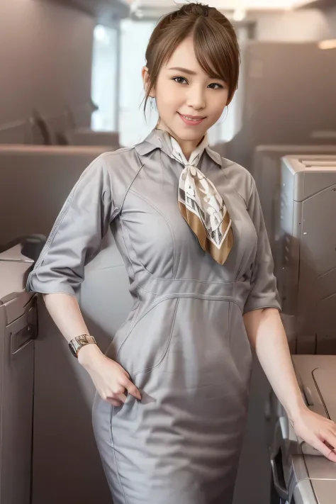  (masterpiece:1.2, best quality:1.2), 32kHDR, High Resolution, (alone、1 girl)、（Starlux Flight Attendant Uniforms）、 (At the airport counter, professional lighting)、A proper woman, beautiful face,、（Starlux Flight Attendant Uniforms Short Sleeve）、（Starlux Fli...