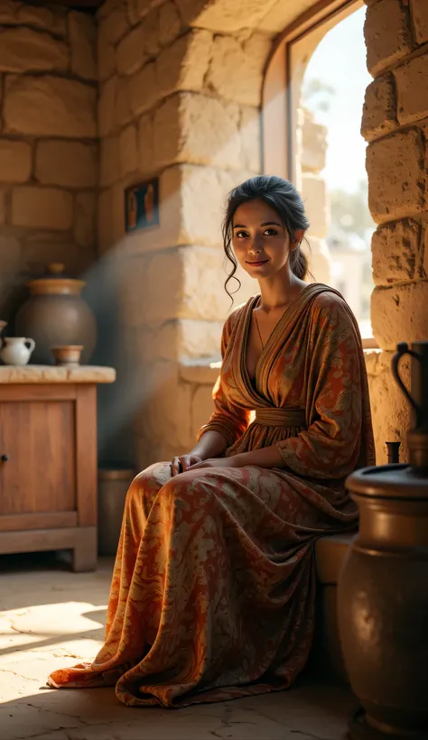 **Prompt:** **Ancient Rome:** Visualize an enchanting wide-angle track shot that conveys the cozy ambiance of a Roman living room from the Antiquity Age. Your objective is to construct a historically accurate illustration of a humble dwelling nestled withi...