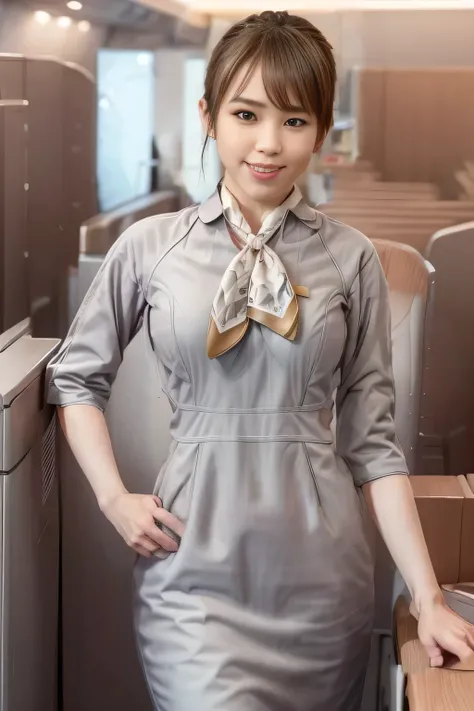 (masterpiece:1.2, best quality:1.2), 32kHDR, High Resolution, (alone、1 girl)、(Starlux Flight Attendant Uniforms)、 (At the airport counter, professional lighting)、A proper woman, beautiful face,、(Starlux Flight Attendant Uniforms Short Sleeve)、(Starlux Fli...