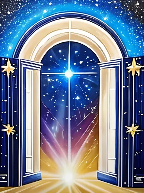 a close up of a painting of a doorway with a star in the sky, doors that are cosmic portals, dark dimension portal, portal to the ethereal realm, magical portal gateway, gateway to another universe, magic portal to another world, gateway to another dimensi...