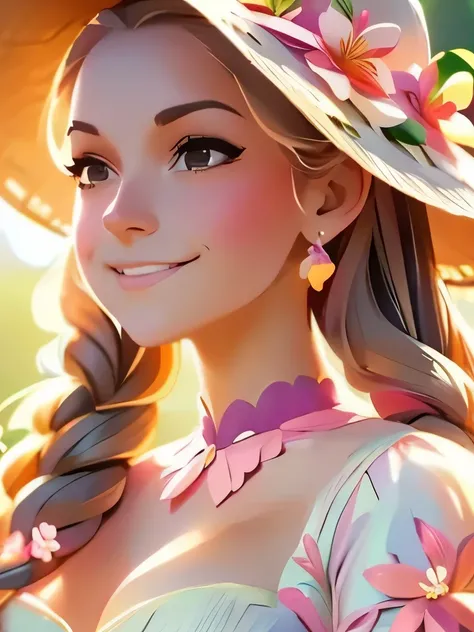 a close up of a woman in a dress and hat, style artgerm, girl in a dress, dressed in a flower dress, rossdraws 2. 5, cute anime waifu in a nice dress, rossdraws 1. 0, style in digital painting, trending on artstration, digital art of an elegant, stunning a...