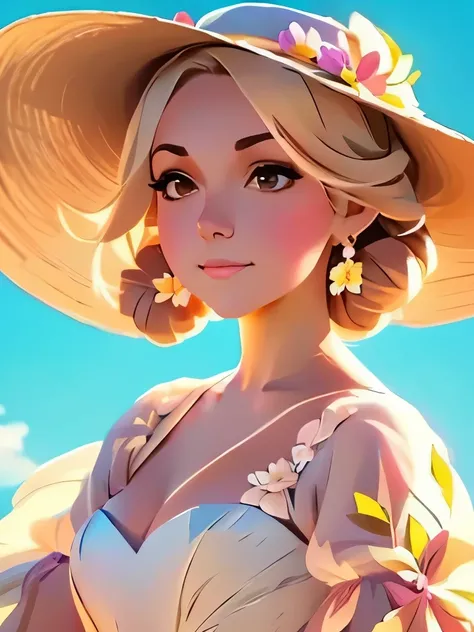 a close up of a woman in a dress and hat, style artgerm, girl in a dress, dressed in a flower dress, rossdraws 2. 5, cute anime waifu in a nice dress, rossdraws 1. 0, style in digital painting, trending on artstration, digital art of an elegant, stunning a...