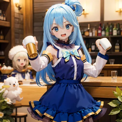 ( young ) lantern , (wear) I finished ring a white and blue dress , ( holding ) staff , (Stab ) Wealthy, vibrant garden , () at the bar ( garden ) around her , (Down) Clear blue sky .(((((punch)))))
( p...