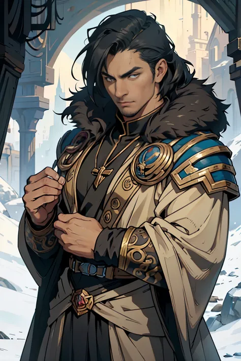 ((Best quality)), ((masterpiece)), ((realistic cartoon)), ((perfect character)):
In this stunning and highly detailed realistic cartoon, we present a male human. The man stands tall, a middle-aged man, and he's Tempestus Scions from Warhammer 40K, and pow...