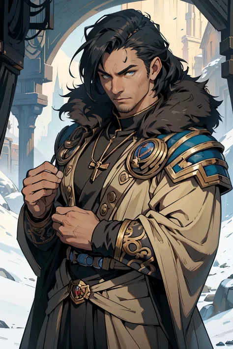 ((Best quality)), ((masterpiece)), ((realistic cartoon)), ((perfect character)):
In this stunning and highly detailed realistic cartoon, we present a male human. The man stands tall, a middle-aged man, and he's Tempestus Scions from Warhammer 40K, and pow...