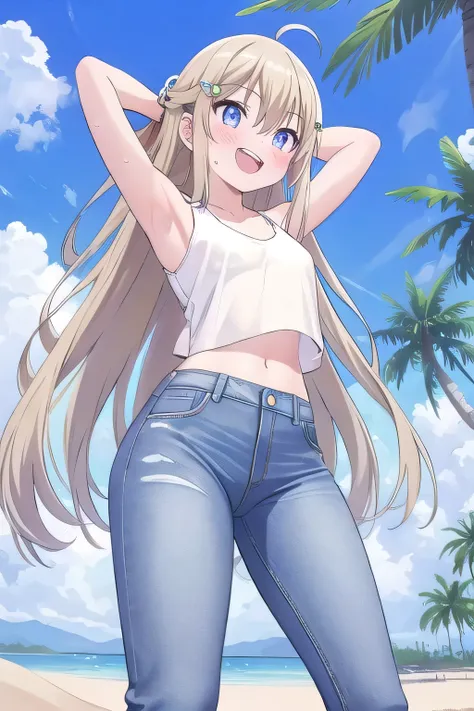 masterpiece, best quality, ultra detail, ((Perfect Face, perfect eyes, perfect hair, perfect arm)), 1girl, 14yo, petite, ((round face, ecstasy, orgasm face, drooping eyes, shame smiling, blush)), dropping eyes, sleepy, Open mouth, ((White teeth)), backgrou...