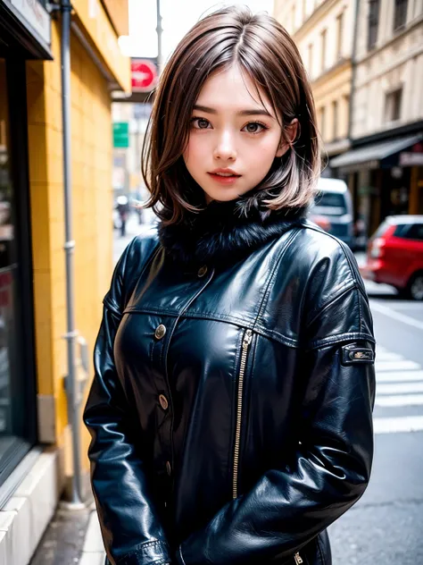 (masterpiece, best quality、beautiful appearance of an adult woman 、 adds intense highlights to the eyes ),1 girl, Alone,   black hair,  scarf,  above Decorati has ,, realistic,  Viewer, Light-coloured black eyes, short hair,  comments, Winter clothes, Whit...