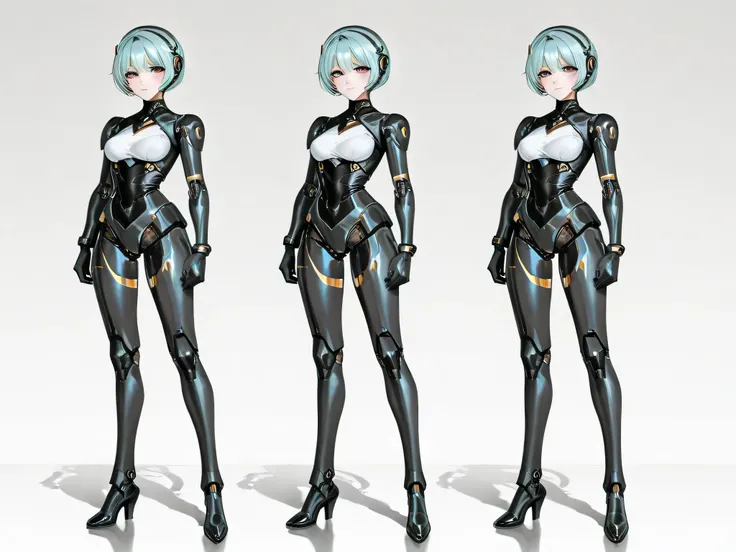 full body　 standing　android for service