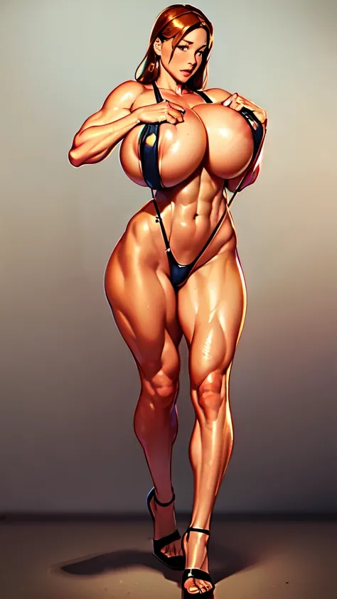 Sexy mature woman's body wrapped around a giant snake， Elegant 8-shaped chest ，  wearing a gradient mini suspender swimsuit，( coppery skin:1.3)，((( oily skin)))，  I'm Sweaty ， unbelievably sexy ，Strong calves， Athletic abs  ， Weaver，  pointy heels，  Sensor...