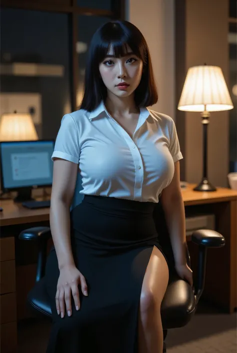 highest quality, photo realistic, high resolution, sharp focus, masterpiece,
super beautiful Japanese mature woman, looks like a intimidating dominatrix, condescending gaze, charm with gaze, staring at the viewer, big breasts, glossy skin, oily skin, eye m...