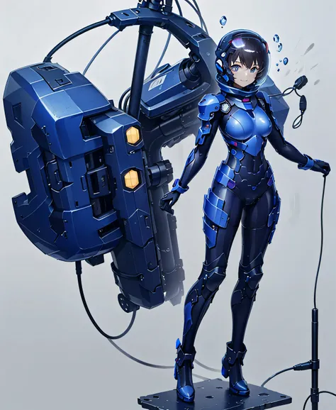 (Very Elaborate CG,Unity4K Wallpaper,top quality,masterpiece,Official Art)
( moderate bust, Friendly Smiles,Detailed facial expression,Sparkling Eyes, super shortcuts,full body,Model stand,long hard boots ,exoskeleton, gloves up to the elbow 、 bubble helme...