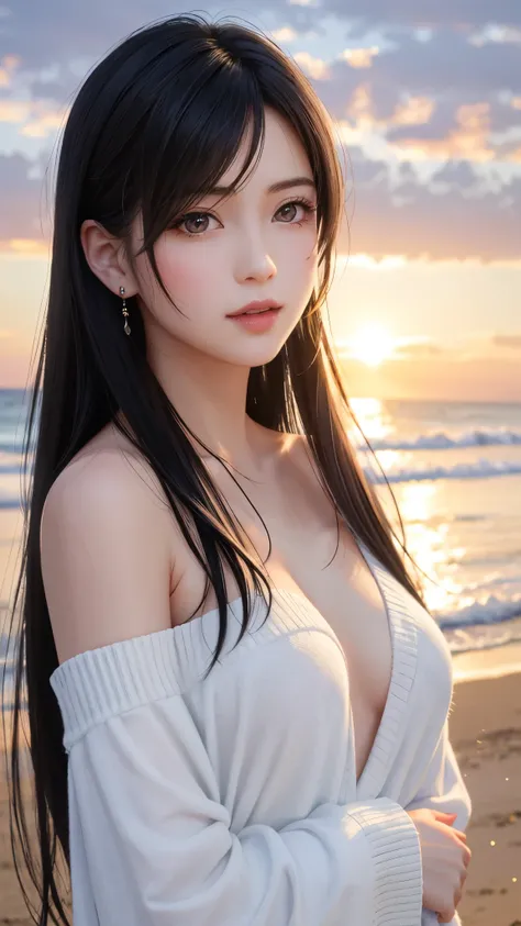 {Top Quality, Masterpiece}, (Realistic: 1.3), Wallpapers, ultra high res, ultra high quality,  BREAK {{{FF7,Tifa_lockhart, solo}}},{Ultra-detailed face, Detailed Red eyes},(black Brown Hair, Large breasts: 1.0),(Imaginative Macanese Female Page, background...