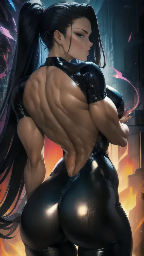 (( masterpiece,the best quality)), HD,[[[[fine details]]]],Movie, actual , the best quality, masterpiece,ultra high resolution,(Bare back:1.4)， Strippers Wiggle Their Bodies in Conspicuous Clothes，Strong muscles ， oily body，Jumpsuit， disgusting smell ，Look...