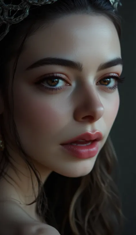 (((Completely naked)))、  charming, desire, Obscene,  Mature Woman,  Captivating body lines  , ((     fine facial features     ,    open your mouth, eroticism)),    dramatic lighting   , Realistic, 8k,    Cinematic Composition ,  dark moody vibe   ,    Dram...