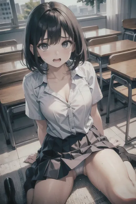  horny middle school girls 、Beautiful Black Haired Girl、bob cut the blue cloth、Wide-open eyes、Naughty mouth、Short-sleeved uniform、 white collared blouse 、Collarbone in full view、developing breasts、Fuckless、 light blue skirt on the side、Pleated Skirt、 Panch...