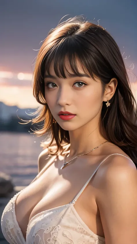 Perfect pink eyes, Great face, Indian, Beautiful appearance, ((Red lips, Bright Eyes, Curve Heir 1.5)), ((Beautiful details Very large breasts )), (Straightforward and super-duper clever, Non-sagging breasts), Amazing gorgeous, A radiant beautiful face, 美し...