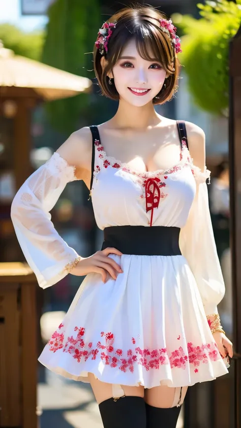 ((high quality、high image quality、masterpiece、8k))、professional lighting、((standing with legs shoulder-width apart))、( Composition Above Knee )、 1 Japanese woman 、cosplayer、20 years old、looking at the camera、((pixie cut hair))、short cut hair、pretty face in...