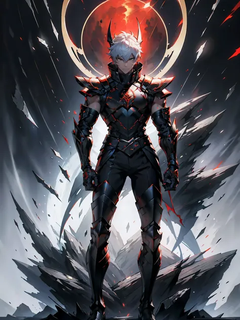 It’s a man. The image presents a dark, futuristic armor designed for Ken Kaneki, blending sleek tactical elements with a predatory appearance. The armor reflects his duality as both human and ghoul. Helmet: The helmet is sleek black with sharp lines. A glo...