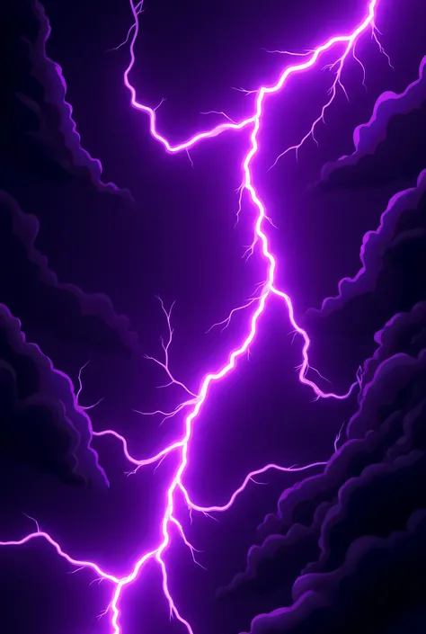 Purple lightning on black cartoon background