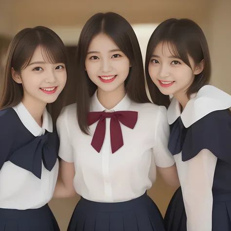 (masterpiece, best quality:1.2), High resolution, 1080P, 8K, 1girl, solo, (laughter of three zinomy girls detailed: 1.8), ((Three girls), Noble, neat, intelligent and beautiful slender (14yo zinomy girls), maximum laughter of happiness: 1.3), (Incredibly ...