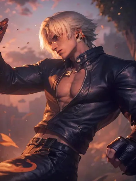 a close up of a man with a sword in his hand, digital art by Yang J, trending on Artstation, digital art, character from king of fighters, as a character in tekken, fighting game character, king of fighters style, son of sparda, badass pose, thancred water...