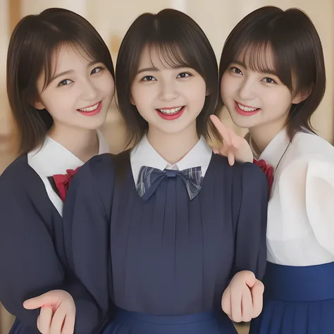 (masterpiece, best quality:1.2), High resolution, 1080P, 8K, 1girl, solo, (((laughter of three zinomy girls)) with detailed with wide open mouth. All the girls are noble, neat, intelligent and beautiful slender, maximum laughter of happiness: 1.8), (Incred...