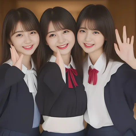 (masterpiece, best quality:1.2), High resolution, 1080P, 8K, 1girl, solo, (((too beautiful laughter and style of Three zinomy girls)) with detailed with wide open mouth. All the girls are noble, neat, intelligent and beautiful slender, maximum laughter of ...