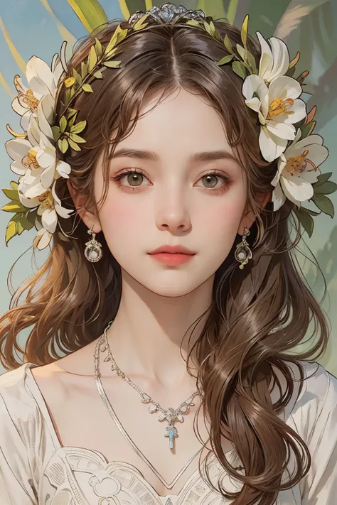 (detailed oil painting of a beautiful woman), rough touch, focus on face, (small smile with calm, kind and bright expression), ((silver grey brown almost straight medium long hair!)), ((close up)), shiny skin, glossy lips, ((casual pastel winter outfit)), ...