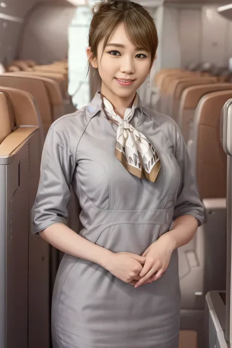 (masterpiece:1.2, best quality:1.2), 32kHDR, High Resolution, (alone、1 girl)、(Starlux Flight Attendant Uniforms)、 (At the airport counter, professional lighting)、A proper woman, beautiful face,、(Starlux Flight Attendant Uniforms Short Sleeve)、(Starlux Fli...