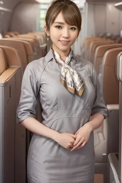 (masterpiece:1.2, best quality:1.2), 32kHDR, High Resolution, (alone、1 girl)、(Starlux Flight Attendant Uniforms)、 (At the airport counter, professional lighting)、A proper woman, beautiful face,、(Starlux Flight Attendant Uniforms Short Sleeve)、(Starlux Fli...