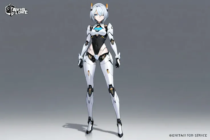 full body　 standing　android for service