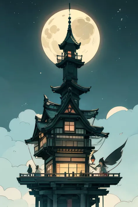        Translucent Illustration       、     Japanese anime style illustration     、    Small Shadows Seen in the Distance    、  Shadow of a Little Witch Straddling a Broom Can Be Seen in the Distance 、green、   Dynamic Angle 、   is amazing、 Highest precisio...