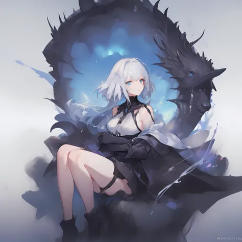 anime girl with white hair and blue eyes sitting on a pile of gold coins, from arknights, genshin, trending on artstation pixiv, from the azur lane videogame, best anime 4k konachan wallpaper, genshin impact, cushart, loli, arknights, pixiv daily ranking, ...