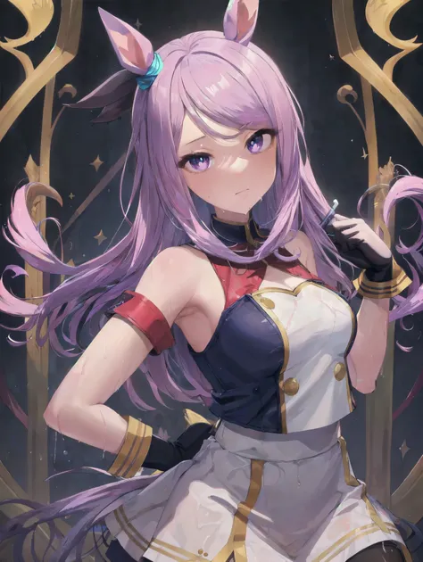 show me your armpits,wet skin,masterpiece , 8k Wallpaper , best quality , hidden hair , white-eye McQueen , , staring at viewers , ãã©ã¹ , team rocket , team rocket uniform , white skirt , Red letter R , crop top , Black Thigh High Socks , Black Elbow ...